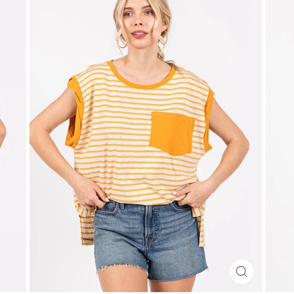 110 Ces Fenme Striped Yellow and White Women's Tank Top 100% cotton